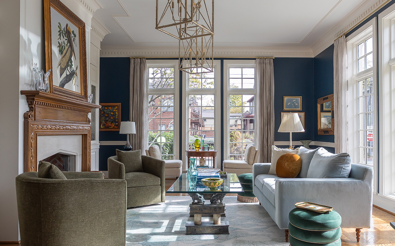 A styled, cohesive living space vignette